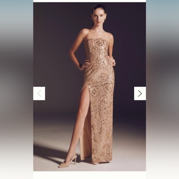 Helsi Lola Strapless Sequin Maxi Dress - Gold